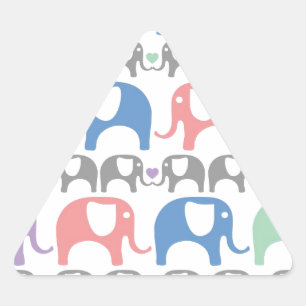 Adesivo Triangular Teste padrão Pastel macio do amor do elefante com