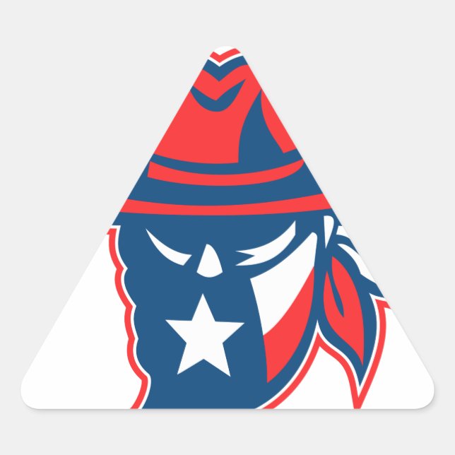 Adesivo Triangular Texan Outlaw Texas Flag Mascot (Frente)