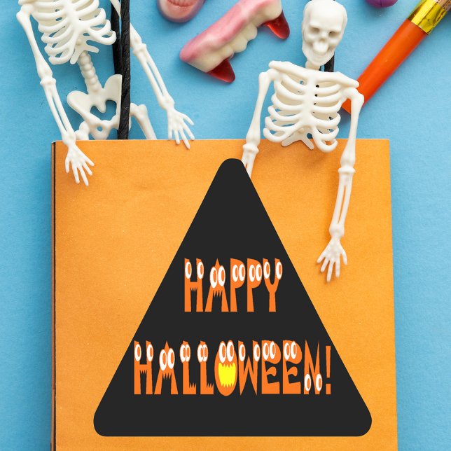 Adesivo Triangular Texto do Esquadrão do Halloween (Halloween Squash Text Triangle Sticker)
