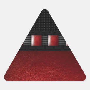 Adesivo Triangular Textura preta de couro vermelha