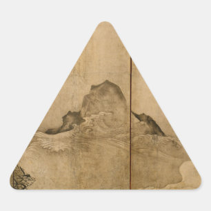 Adesivo Triangular Tinta japonesa em papel Gibbons Primados e Paisage