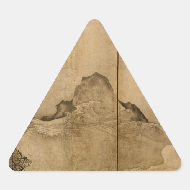 Adesivo Triangular Tinta japonesa em papel Gibbons Primados e Paisage (Frente)