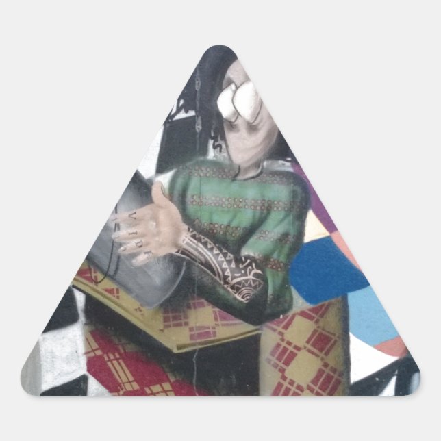 Adesivo Triangular Trabalho de arte abstrato Grafite (Frente)