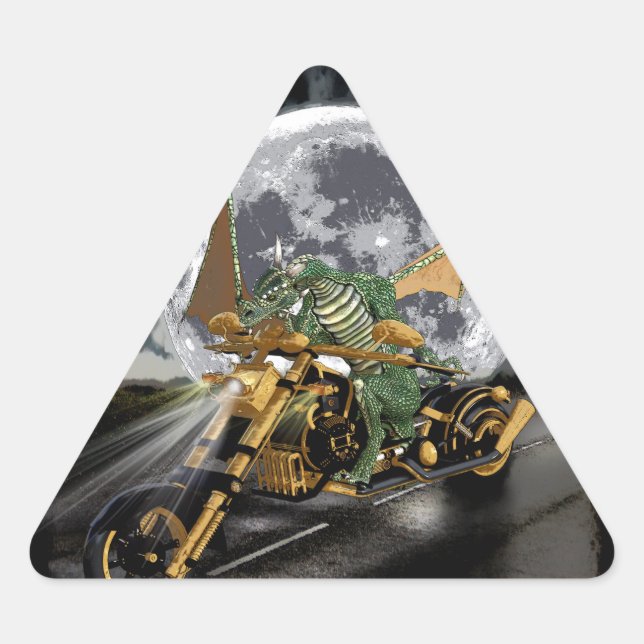 Adesivo Triangular Trabalho de arte de Dragão e Fantasia da Lua (Frente)