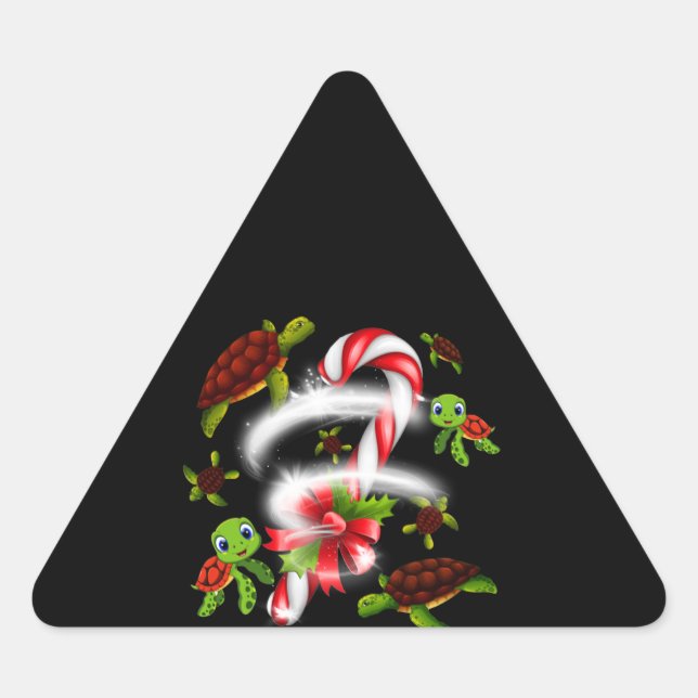 Adesivo Triangular Turtle Gift | Doces de Tartaruga Doce Natal (Frente)