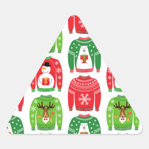 Adesivo Triangular Ugli Xmas Sweatters Polar Bear Snowman Rudolf Red