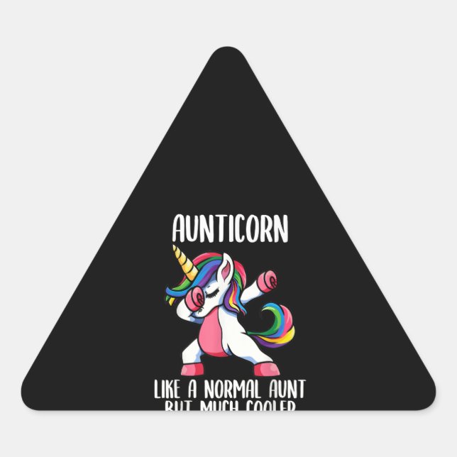 Adesivo Triangular unicorn aunt girl birthday party apparel, aunticor (Frente)