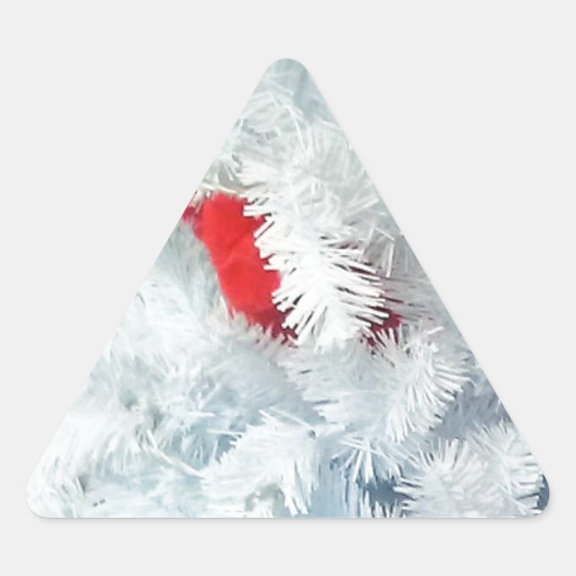 Adesivo Triangular Ursinho Vermelho na Árvore de Natal (Frente)