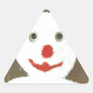 Adesivo Triangular Urso Branco com Nariz Vermelho, Boca e Ouvidos (Pa
