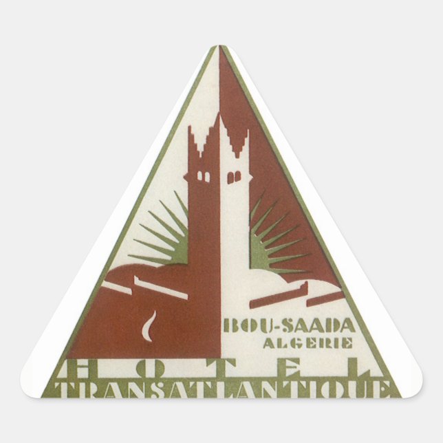 Adesivo Triangular Viagens Antigas, Hotel Transatlântico, Argélia (Frente)