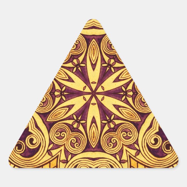 Adesivo Triangular Vidro festivo, Dourado e rosa escuro (Frente)