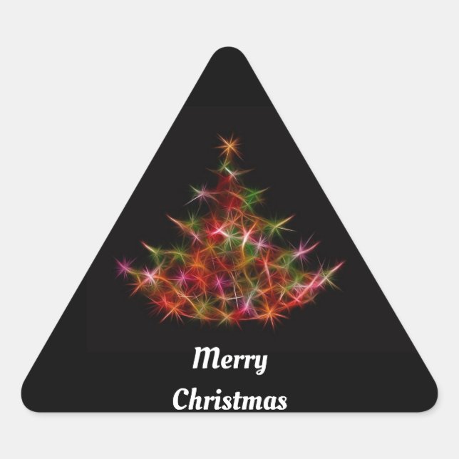 Adesivo Triangular Vinheta de Árvore de Natal Fractal (Frente)
