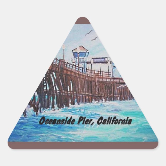 Adesivo Triangular Vinheta de pintura Oceanside Pier (Frente)