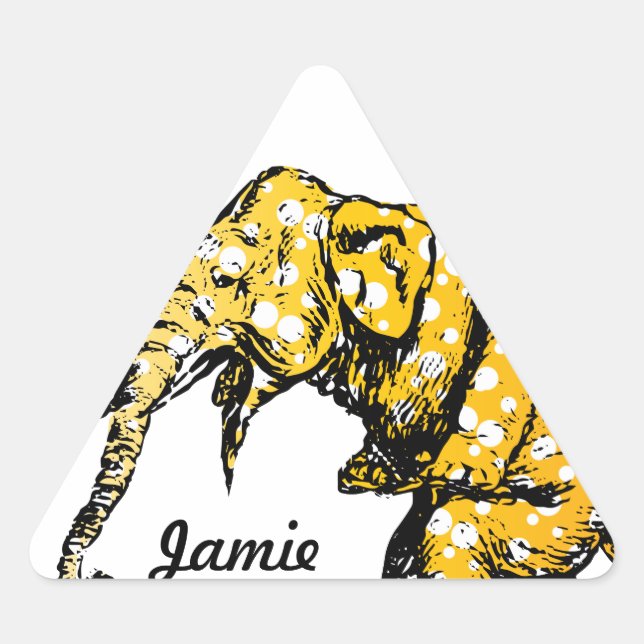 Adesivo Triangular Vinheta Elétrica de Circo de Pontos Amarelos (Frente)