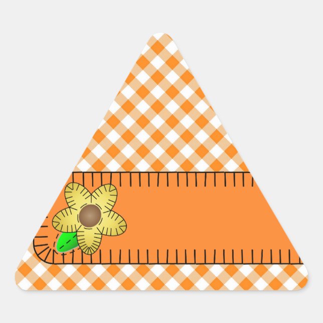 Adesivo Triangular Vinheta Triangular Gingham Flor Amarelo (Frente)