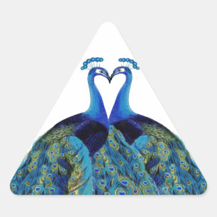 Adesivo Triangular Vintage Peacocks beijando presentes de casamento