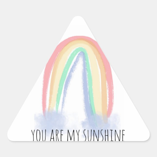 Adesivo Triangular Você é meu sol arco-íris pintado aquarela   (Frente)