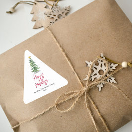 Adesivo Triangular Watercolor Pine Tree Christmas Holiday