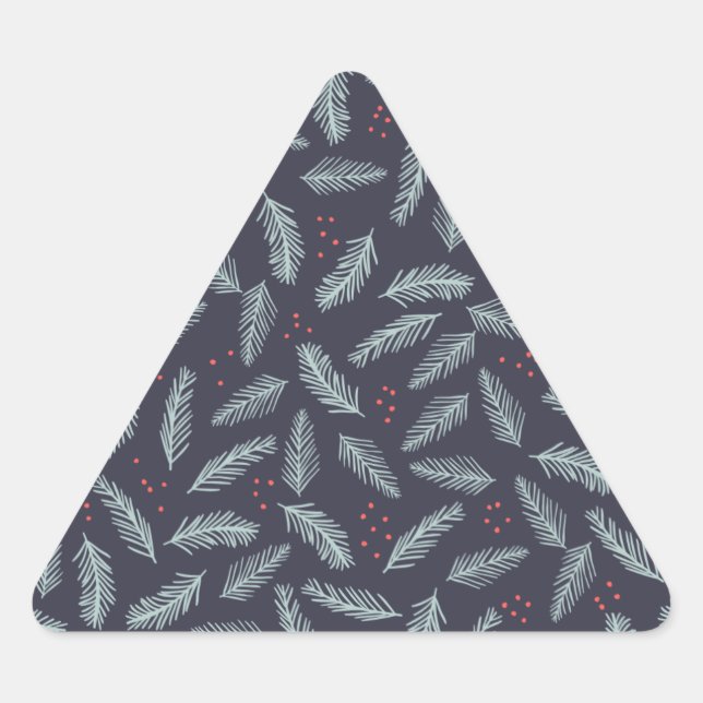 Adesivo Triangular White Pine Boughes Feather Holly Berries Natal (Frente)