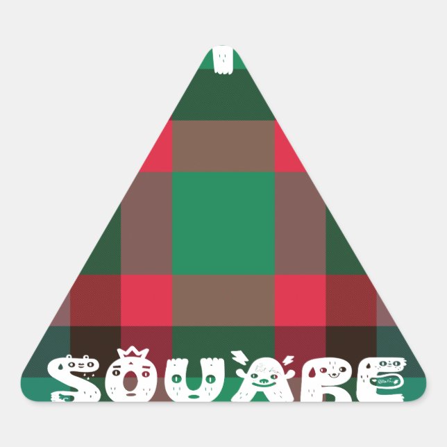 Adesivo Triangular Xadrez de Tartan com Controlo Real Escocês com Tex (Frente)