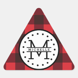 Adesivo Triangular Xadrez Negra Vermelha Buffalo Lumberjack Nome Mono