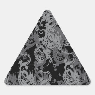Adesivo Triangular Ying Yang Cinzas Dragon