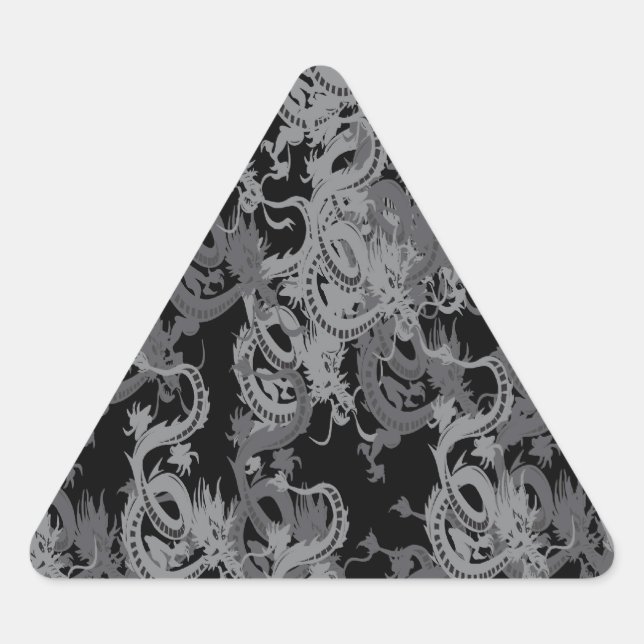 Adesivo Triangular Ying Yang Cinzas Dragon (Frente)