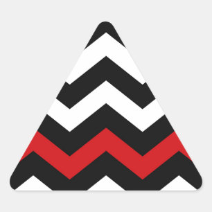 Adesivo Triangular Zigzag preto e branco clássico com vermelho