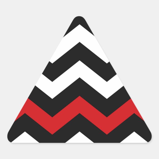 Adesivo Triangular Zigzag preto e branco clássico com vermelho (Frente)