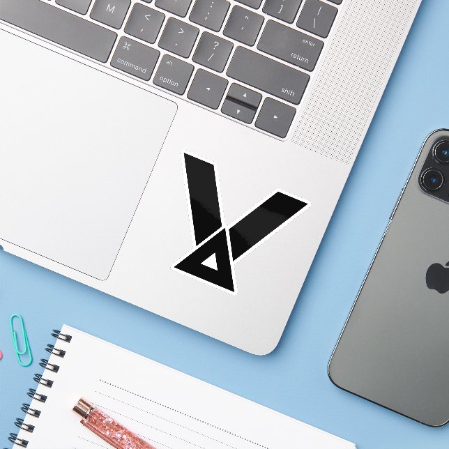 Adesivo Triângulo Geométrico Mínimo Letra V (Notebook com iPhone)