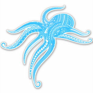 Adesivo TRIBAL POLINESIANO OCTOPUS LtBlue