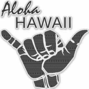 Adesivo TRIBAL SHAKA (HANG LOOSE) - ALOHA HAWAII Blk