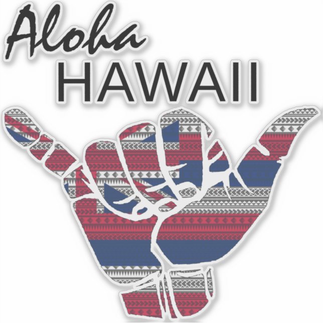 ADESIVO TRIBAL SHAKA (HANG LOOSE) ALOHA HAWAII HI FLAG DRK (Frente)