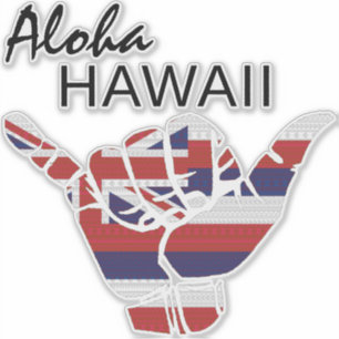ADESIVO TRIBAL SHAKA (HANG LOOSE) ALOHA HAWAII HI FLAG LT