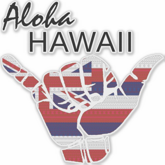 ADESIVO TRIBAL SHAKA (HANG LOOSE) ALOHA HAWAII HI FLAG LT (Frente)