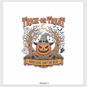 Adesivo Trick Or Treat Halloween Abóbora Bruxa Chapéu Assu