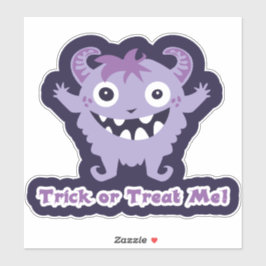 Adesivo Trick or Treat Me! – Cute Purple Horned Monster
