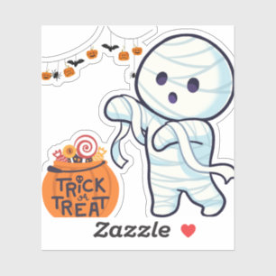 Adesivo Trick ou Treine Mummy Halloween Kids Divertidos