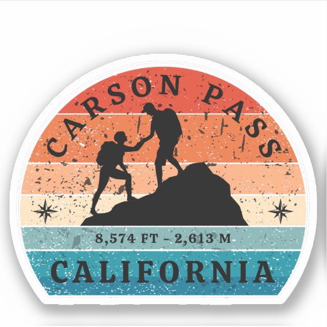 Adesivo trilha carson pass hiking california ensaios  (Frente)