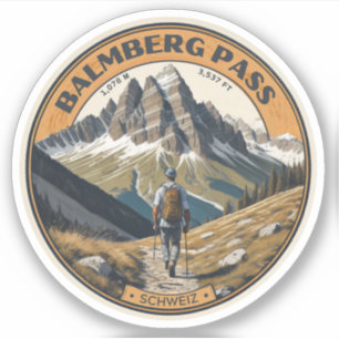 Adesivo Trilhas para caminhada no Passo Balmberg Alpes Suí