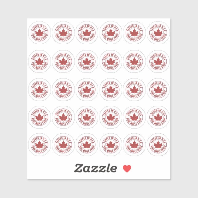 Adesivo Trinta Rótulos COLOCADOS NA XAROPE DE MAPA PURA DO (Folha)