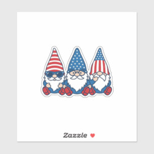Adesivo Trio de Gnome Patriótico Camisa Vintage Vetor Desi