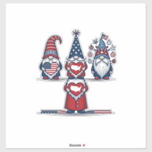 Adesivo Trio de Gnome Patriótico Design Vetorial Vintage_1