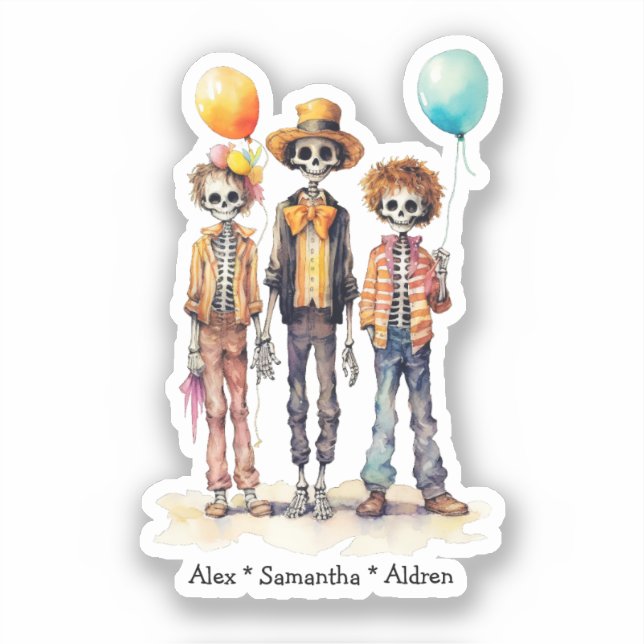 Adesivo Trio Zombie Pastel Adorável - Halloween Bonito (2) (Frente)