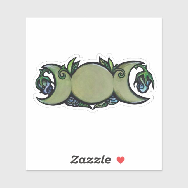 Adesivo Triple Moon Bloom – Botanical Wiccan Symbol   (Folha)