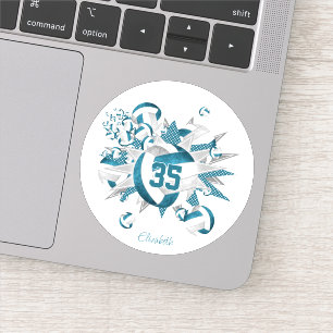 Adesivo troleiros de cinza de teal estrelas estrelas dama