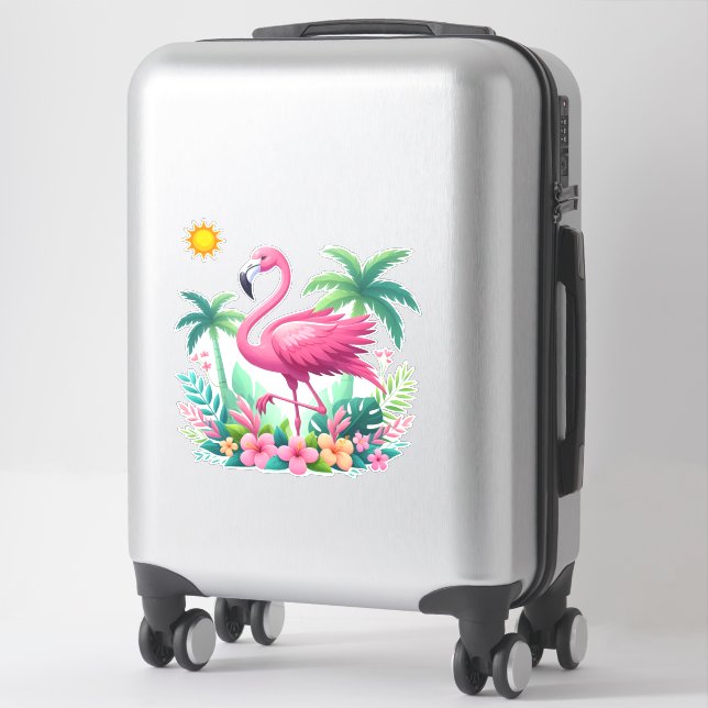 Adesivo Tropical/Flórida rosa flamingo (Mala)