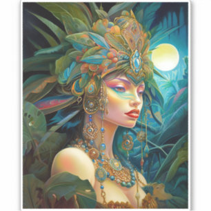 Adesivo Tropical Lady Fantasy Art