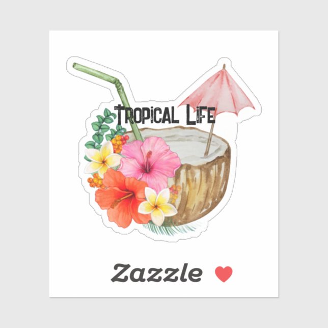 Adesivo Tropical Life on a sticker (Folha)