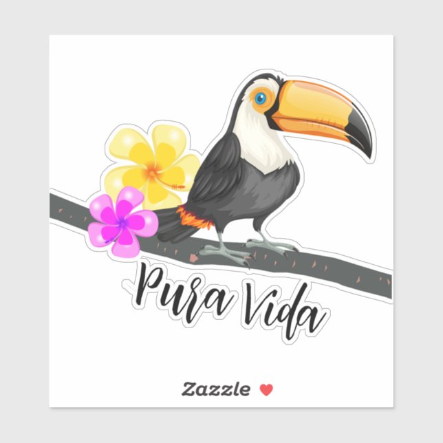 Adesivo Tropical Toucan Costa Rica Pura Vida (Folha)